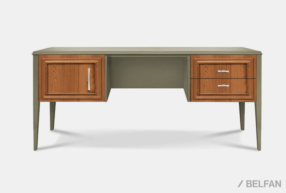 Стол письменный "Сакраменто" (2 тумбы) массив и шпон дуба, МДФ 1