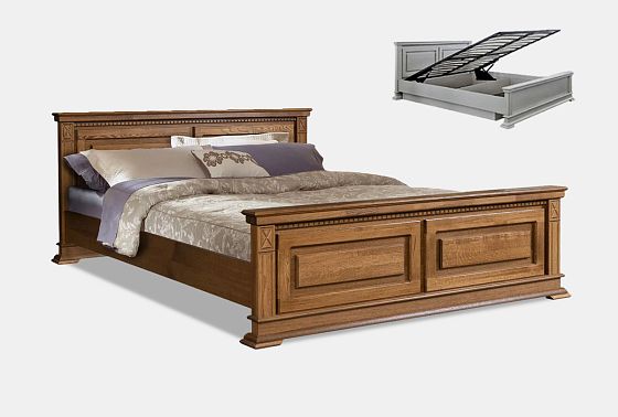 Кровать "Верди Люкс" (высокое изножье) с подъемным механизмом массив и шпон дуба 3