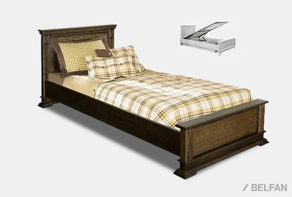 Кровать "Верди Люкс" (низкое изножье) с подъемным механизмом массив и шпон дуба 1