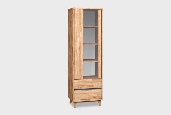 Шкаф с витриной 1-но дверный "Уоллстрит" (левый) массив дуба, МДФ 6