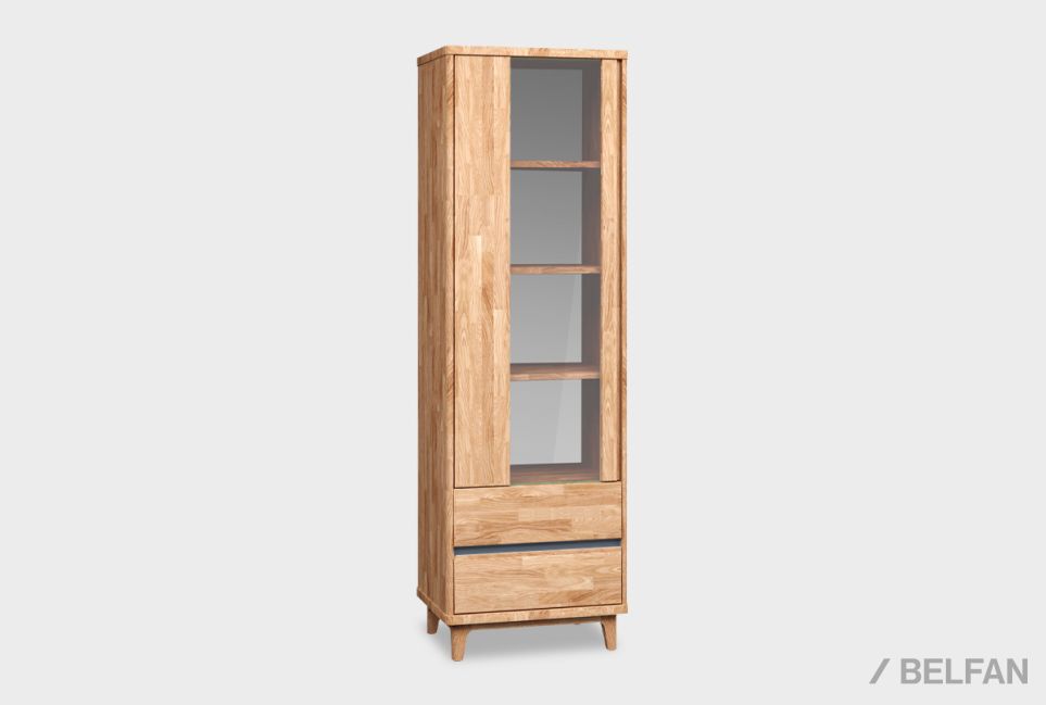 Шкаф с витриной 1-но дверный "Уоллстрит" (левый) массив дуба, МДФ 1