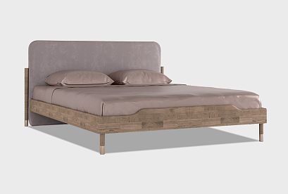 Кровать "Меридиан" (мягкое изголовье); без основания, без матраса; *А-017.160М; (1600x2000); к-торфяной дуб; Tiffany 29 Taupe
