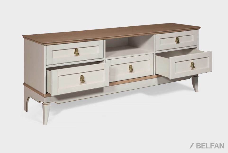 Тумба под ТВ "Стюарт" (с нишей) массив и шпон дуба 2