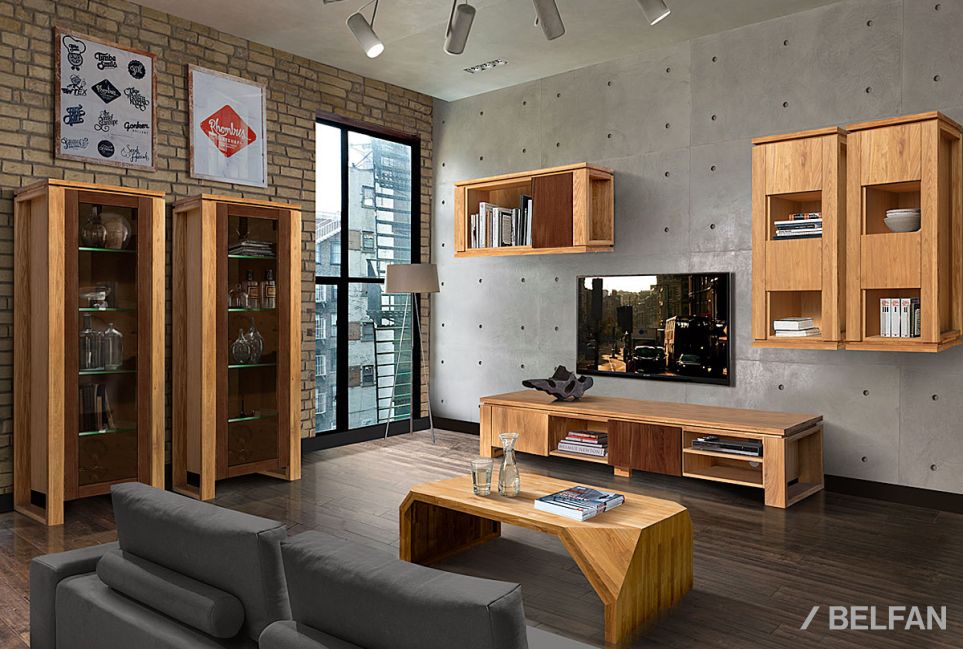 Тумба под ТВ "Берген" В-200 массив и шпон дуба 3