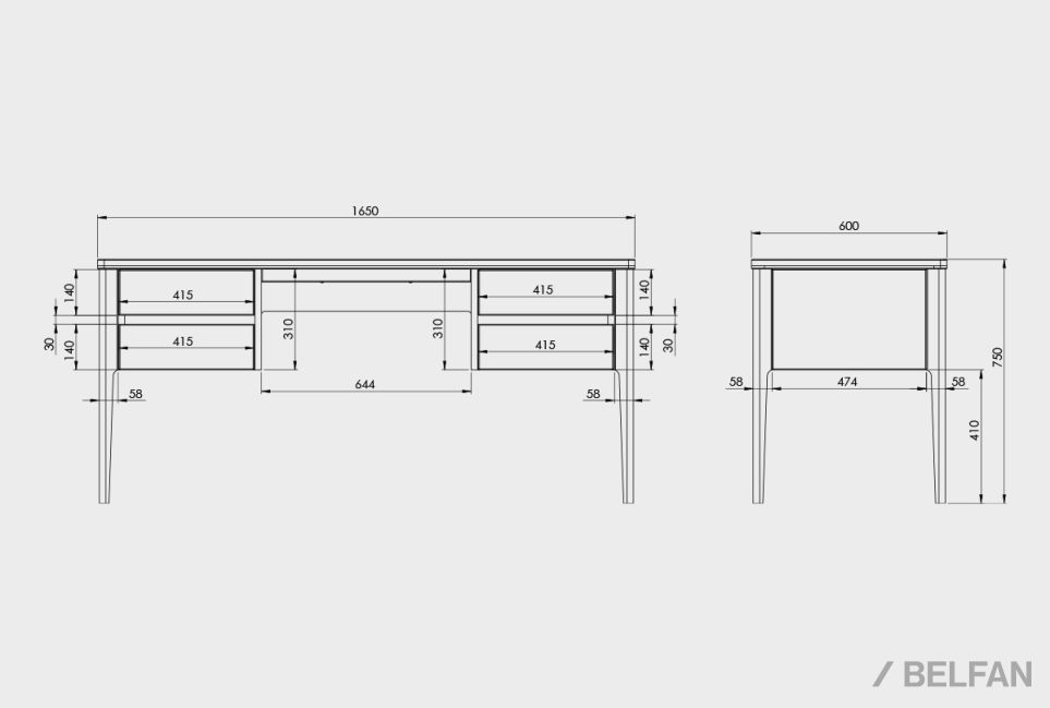 Стол письменный "Уоллстрит" (2 тумбы) массив дуба, МДФ 2