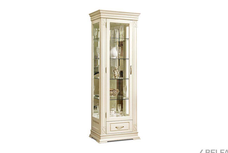 Шкаф с витриной "Верди Люкс 1з" массив и шпон дуба 1