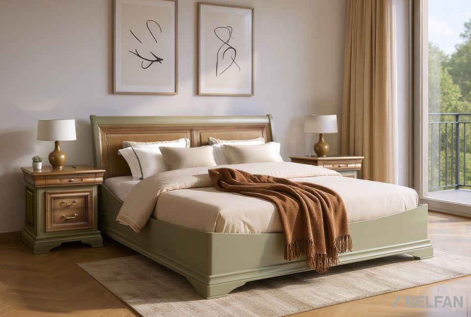 Кровать "Оливия" (низкое изножье) массив и шпон ольхи 1