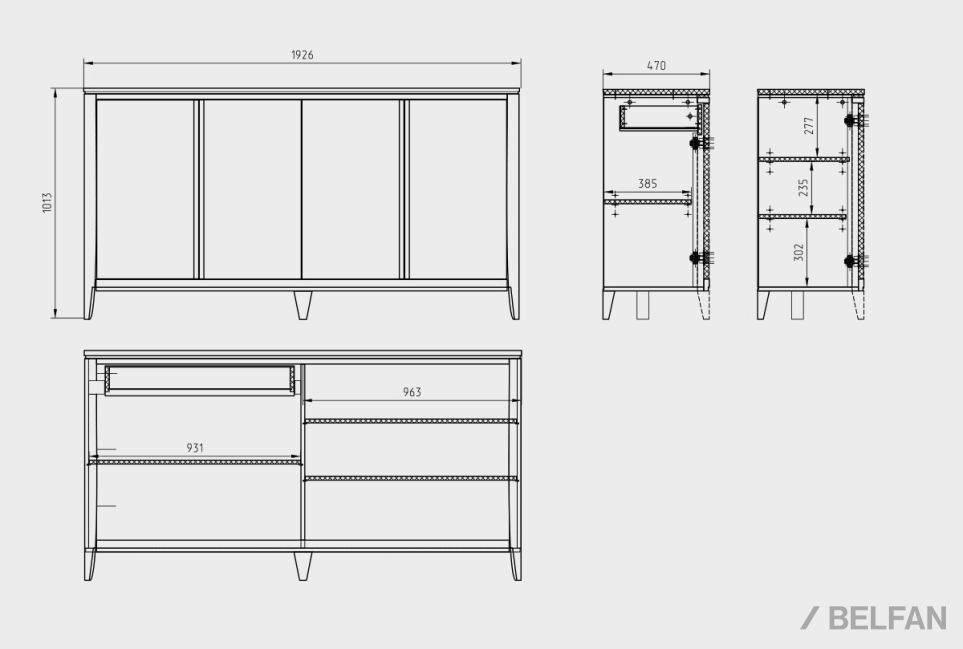 Тумба «Дакота» 4 массив и шпон дуба, МДФ 4