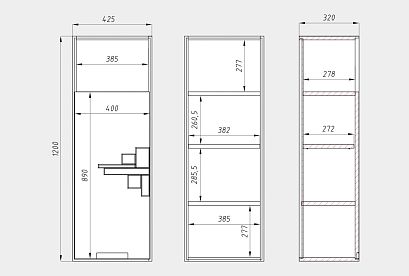 Шкаф навесной "Ирвинг Дизайн" 120 (левый); графит, бейц-масло