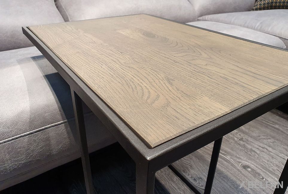 Стол кофейный "Арт" приставной массив дуба, металл 2