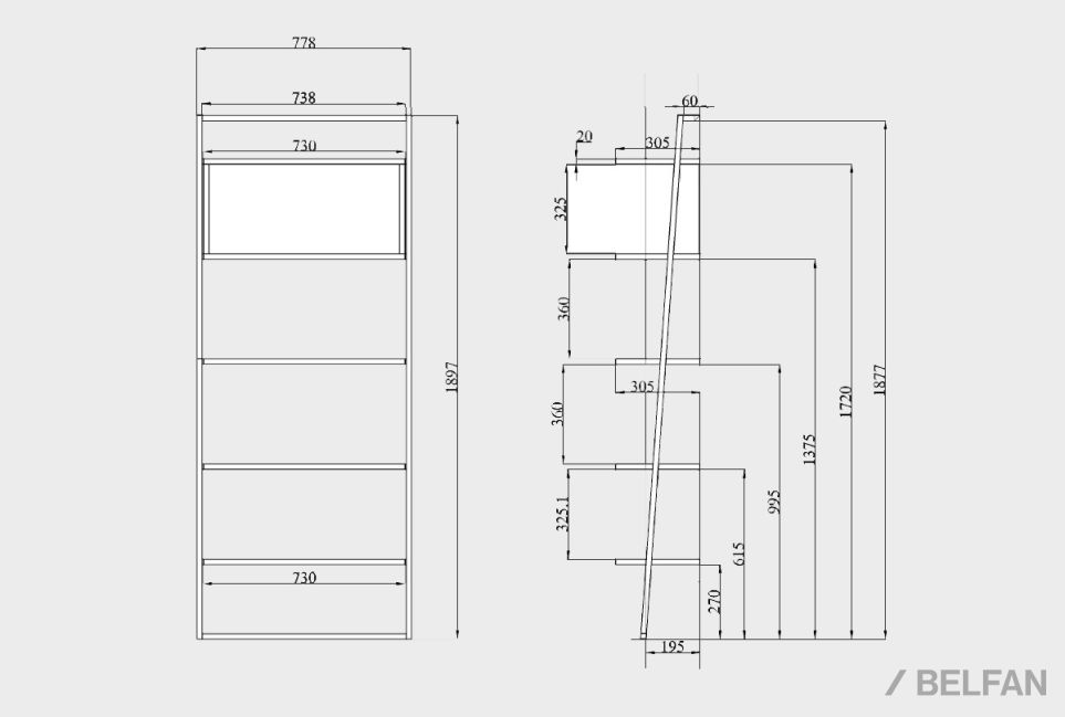 Стеллаж "Арт" 445 массив дуба, металл 4