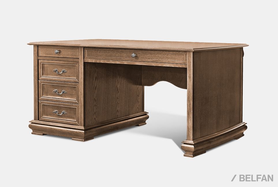 Стол письменный "Тэфи" (1 тумба слева) массив и шпон дуба 1