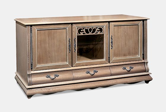 Тумба "Тэфи" 06/01 (глухие и стекл. двери) массив и шпон дуба 4