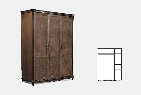 Шкаф 3-х дв. "Алези" (без зеркала) массив и шпон дуба 4