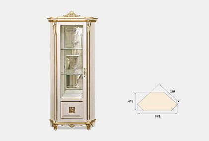 Шкаф с витриной угловой "Алези 10 Люкс" (левый)