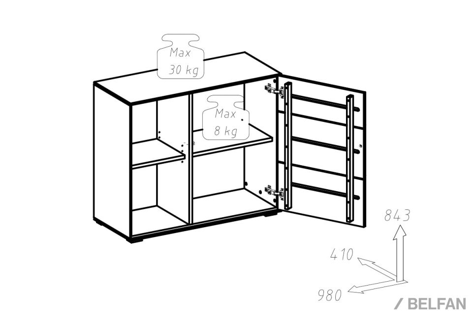 Тумба "Гринвуд" 2 (с нишей) массив дуба 2