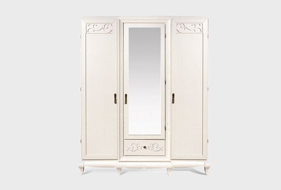 Шкаф для одежды 3-х дв. "Соната" с зеркалом (без декора) массив и шпон дуба 4