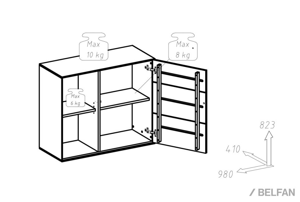 Шкаф навесной "Гринвуд" 2 (с нишей) массив дуба 2