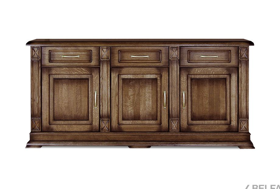 Тумба 3-х дверная "Верди Люкс 3" массив и шпон дуба 2