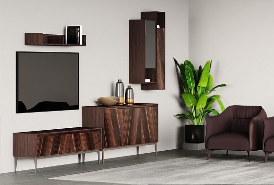 Шкаф настенный узкий "Монреаль" (левый) шпон дуба, МДФ 10