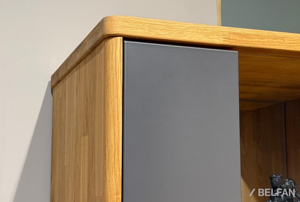 Шкаф с витриной 1-но дверный "Уоллстрит" (левый) массив дуба, МДФ 8