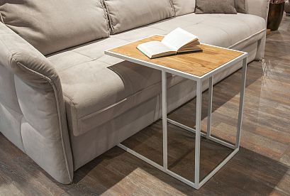 Стол кофейный "Арт" приставной; *КМ-009.250; бейц-масло, белый металл