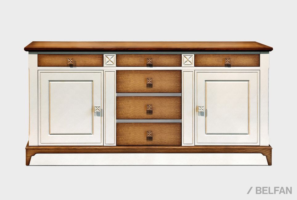 Тумба 3-х секционная "Бриансон" массив и шпон дуба, МДФ 1