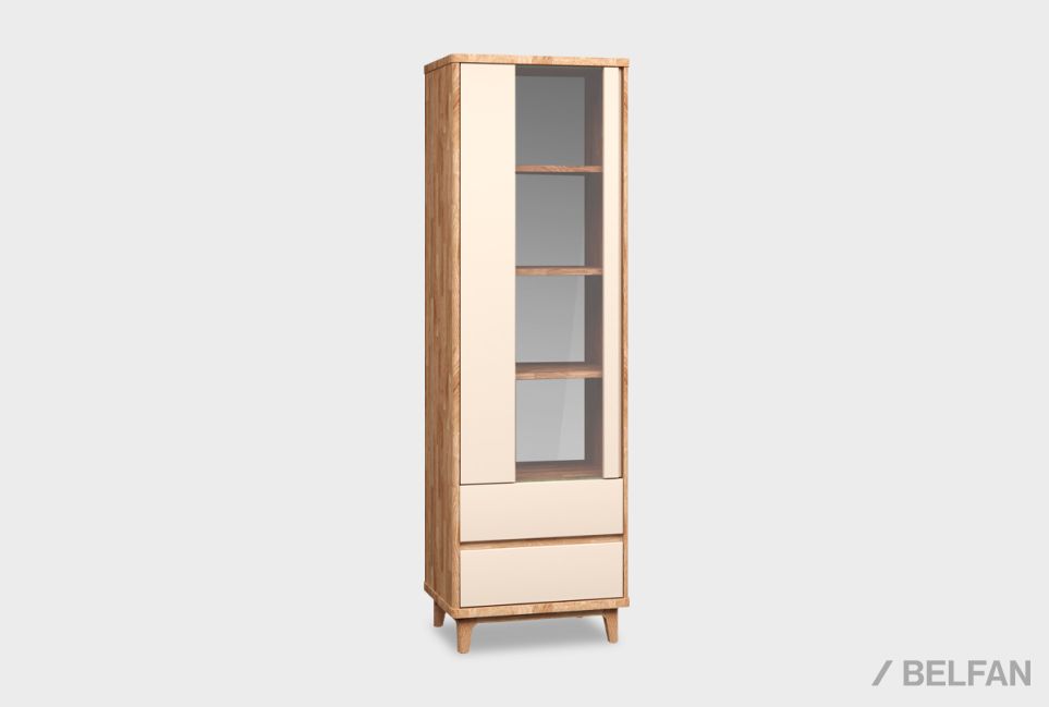 Шкаф с витриной 1-но дверный "Уоллстрит" (левый) массив дуба, МДФ 1