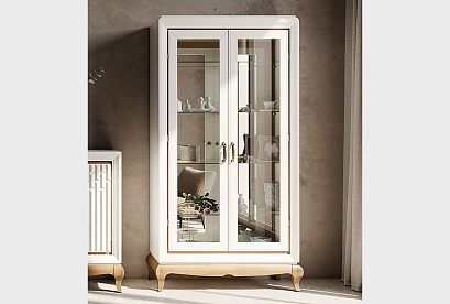 Шкаф с витриной 2-х дверный "Армония"; *ММ-435-01/02-2; айвори + классик