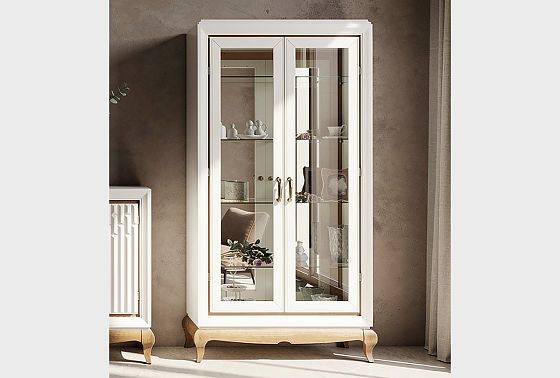 Шкаф с витриной 2-х дверный "Армония" массив и шпон дуба 8