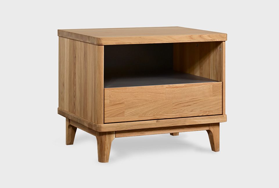 Тумба прикроватная "Уоллстрит" (с нишей); к-бейц-масло, ф-бейц-масло, п-белый