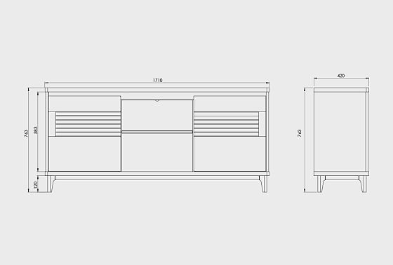 Тумба "Уоллстрит" 3 (с нишей) массив дуба, МДФ 3