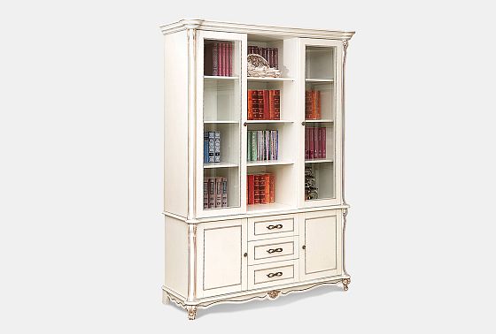 Шкаф комбинированный для библиотеки "Алези " массив и шпон дуба 4