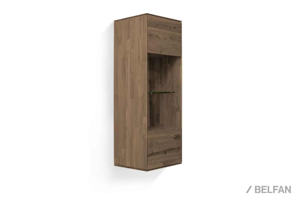 Шкаф навесной со стеклом "Гринвуд" (правый) массив дуба 1