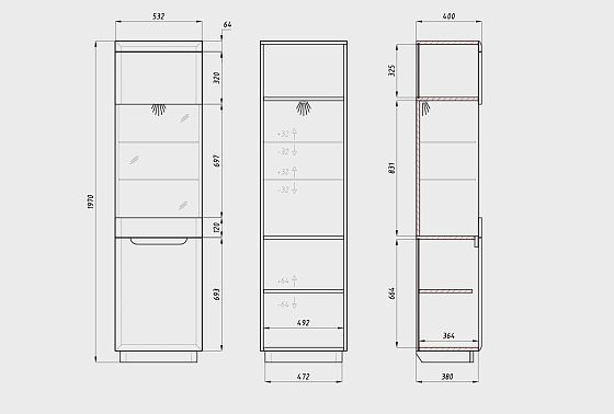 Витрина 1-но дверная "Бремен" (правая) массив дуба 8