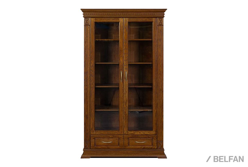 Шкаф для книг "Верди Люкс 2/1" массив и шпон дуба 1