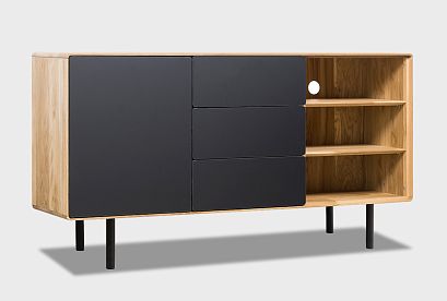 Тумба "Норман" 3 с нишей (правая); дуб натуральный, чёрный