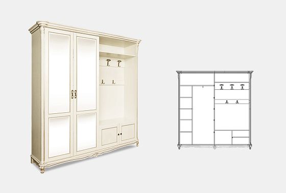 Шкаф комбинированный "Алези 22з" массив и шпон дуба 3