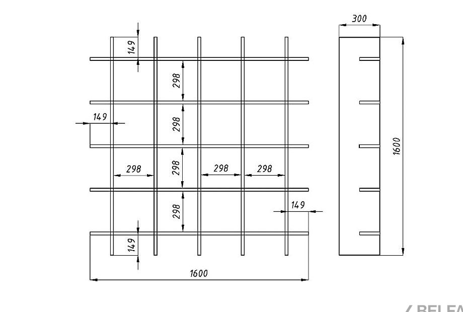 Стеллаж "Арт" 4x4 массив дуба 2