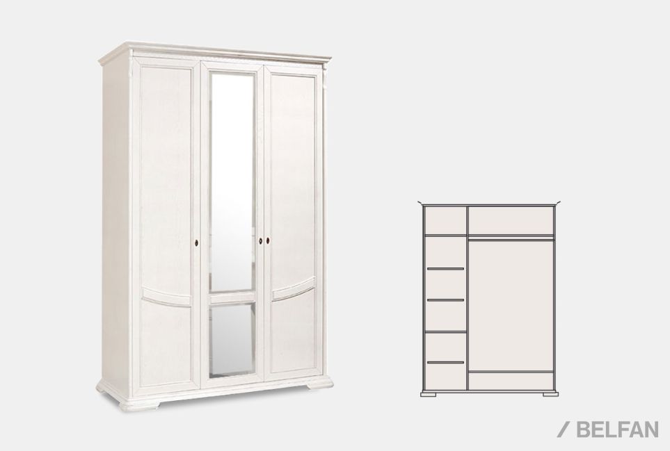 Шкаф для одежды 3-х дв. "Лика" (с зеркалом) массив и шпон дуба 1