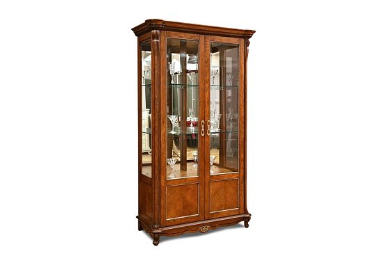 Шкаф с витриной "Алези 2" массив и шпон дуба 2