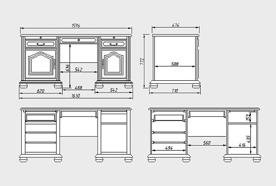 Стол письменный "Давиль" 1410 массив и шпон дуба 4