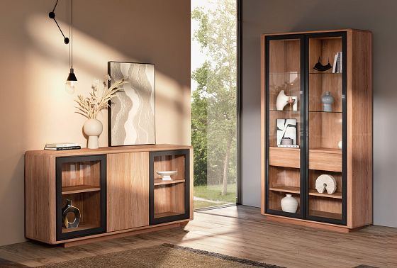 Шкаф с витриной 2-х дв. «Тор» массив дуба 4