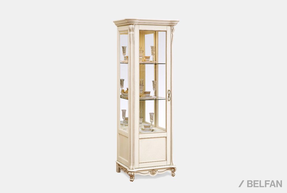 Шкаф с витриной "Алези 8" (левый) массив и шпон дуба 1