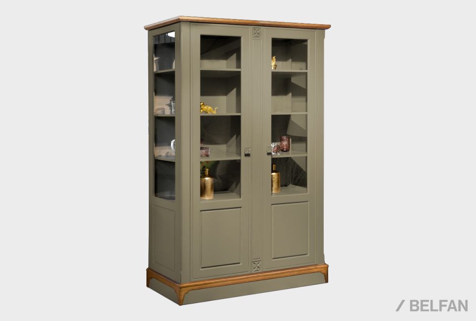 Шкаф с витриной 2-х дверный "Бриансон" массив и шпон дуба, МДФ 1