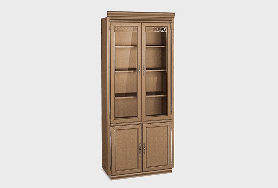 Шкаф 2-х дверный со стеклом "Тэфи" массив и шпон дуба 2