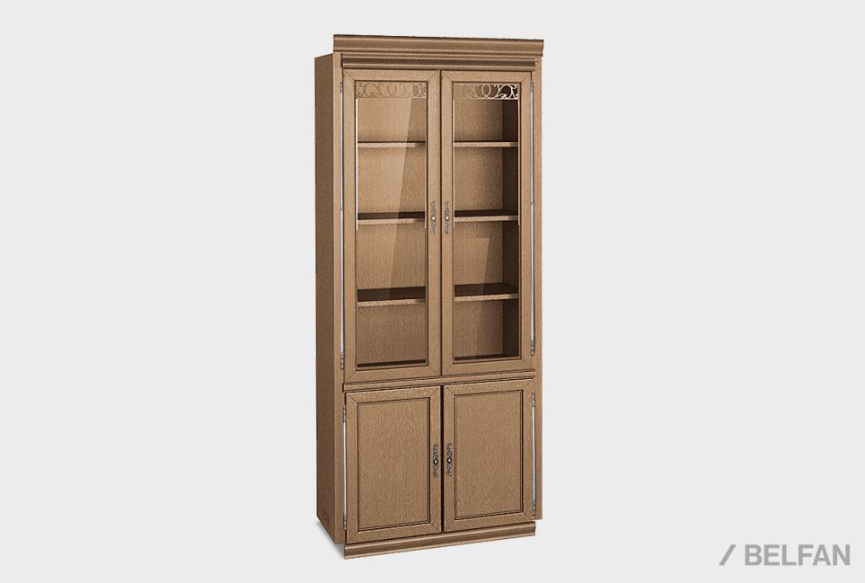 Шкаф 2-х дверный со стеклом "Тэфи" массив и шпон дуба 1