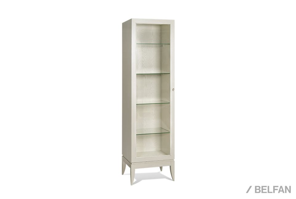 Шкаф с витриной 1-но дв. "Коста" левый (подсветка) массив и шпон дуба 1