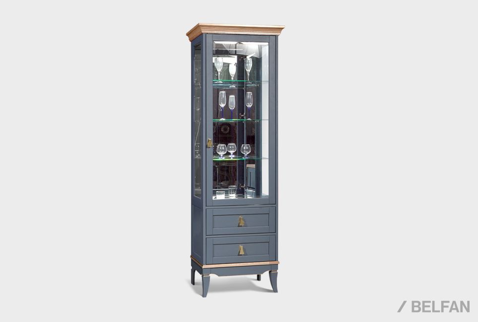 Витрина 1-но дверная "Стюарт" (правая) массив и шпон дуба 2