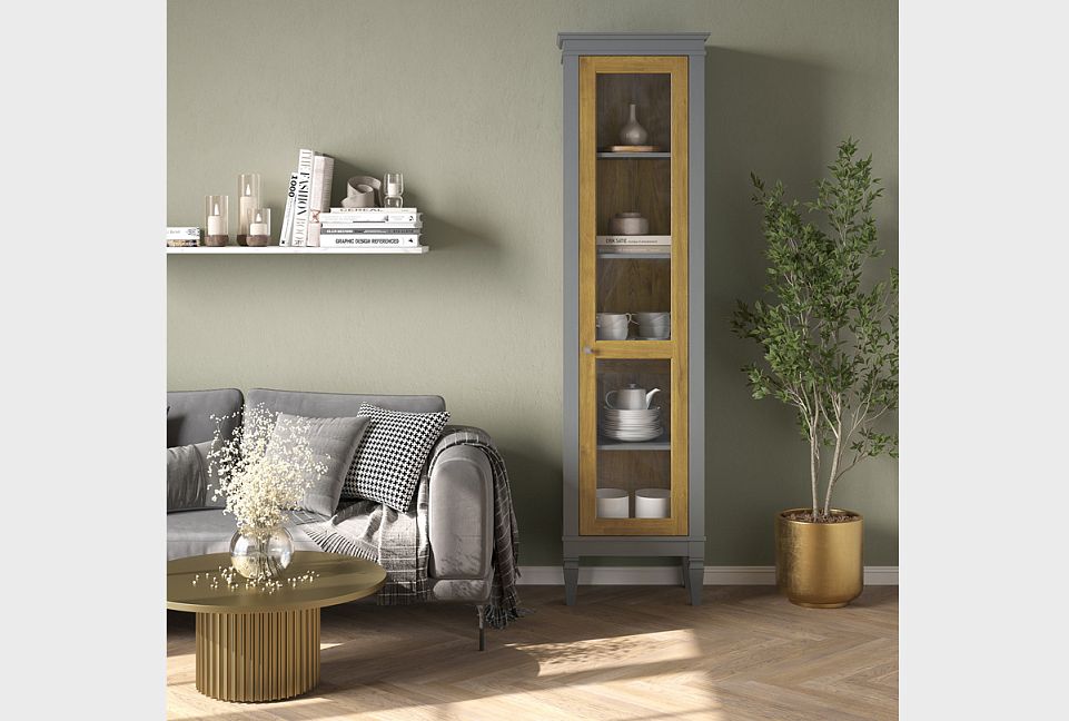 Витрина "Ольса-С" 100 (правый); серый 7042+антик 24